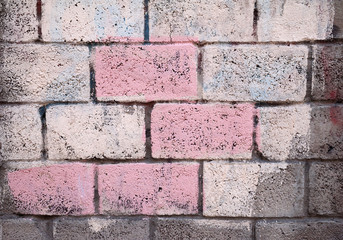 Texture of old gray brick wall