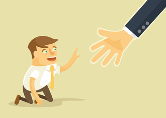 Helping hand. Vector flat illustration