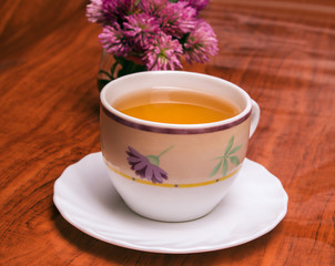 cup of hot tea in cold weather