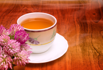 cup of hot tea in cold weather