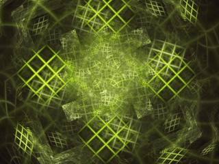 Abstract green computer-generated background with grid