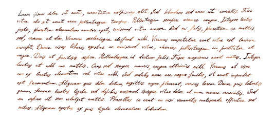 Handwritten letter - latin text Lorem ipsum written by brown ink