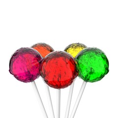 Colorful lollipops against white