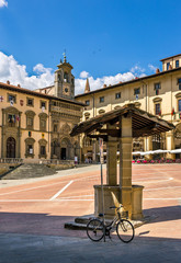 Fototapeta premium Piazza Grande the main square of tuscan Arezzo city, Italy