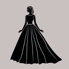 Fototapeta premium The black silhouette of a bride in wedding dress