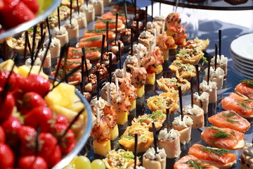 canapes and snacks at the buffet