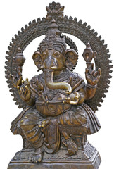 Deity Ganesha sculpture isolated on white background
