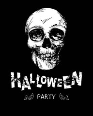 Vector Illustration of a Scary Halloween Skull