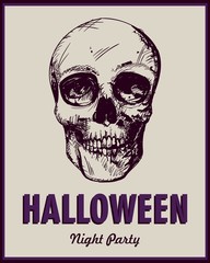 Vector Illustration of a Scary Halloween Skull