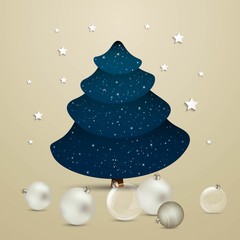 Vector Illustration of a Decorative Christmas Tree