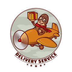 delivery emblem with smiling pilot
