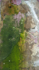 Texture of old wall covered with red stucco