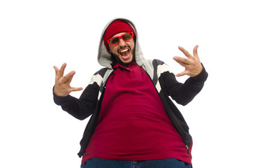 Overweight man isolated on the white