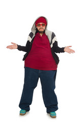 Overweight man isolated on the white