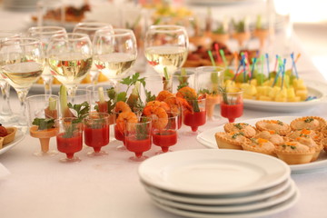 canapes and snacks at the buffet