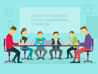 People team sitting and working together at the table. Teamwork