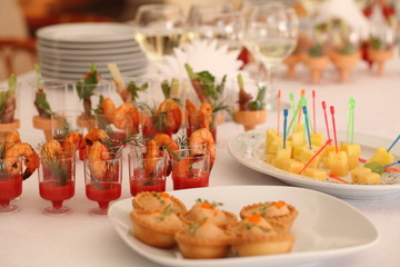 canapes and snacks at the buffet