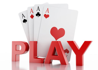 3d set of playing cards. Isolated white background