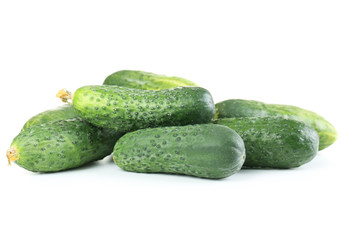 Fresh cucumbers isolated on white