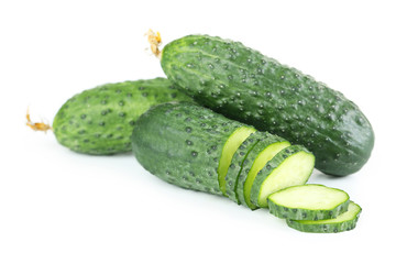 Fresh cucumbers isolated on white