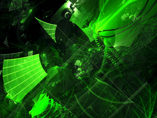 Abstract green tech image on dark background