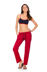 Woman in sport concept isolated on white