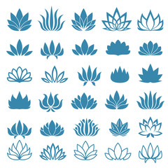 Fototapeta premium Lotus flower assorted icons set.