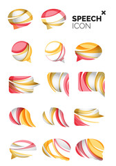 Set of abstract speech bubble and cloud icons, business logotype