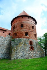 Galves lake,Trakai old red bricks castle view