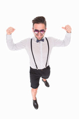 Handsome man showing his fists