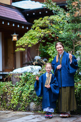 Little girl wearing yukata