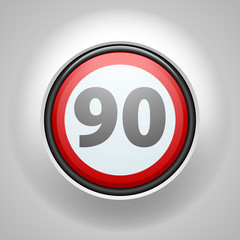 Restricting speed to 90 kilometers per hour traffic sign