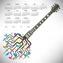 Obraz premium A 2016 Colorful, whimsical, funky guitar calendar