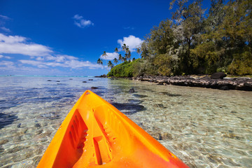 Kayaking at tropical ocean