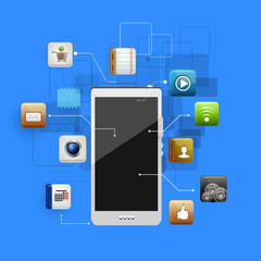 mobile device with a set of flat icons