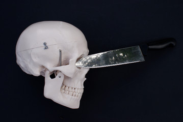 Skull with Knife 
