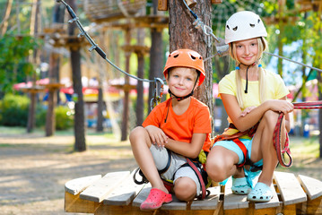 Young boy and girl playing when having fun doing activities - 92312980