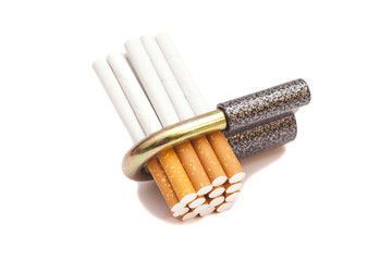 Locked cigarettes isolated on white