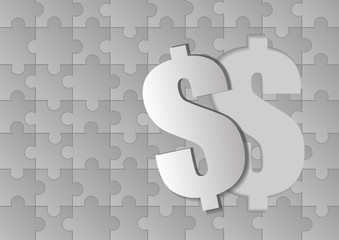 Vector : Dollar symbol on jigsaw background