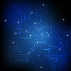 Obraz premium Vector : Electronic circuit and dollar symbol on blue background