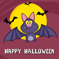 Funny Vampire Bat Character Flying Greeting Card