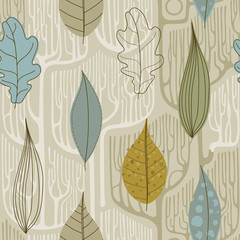 Seamless Pattern with a stylized trees. Fall.