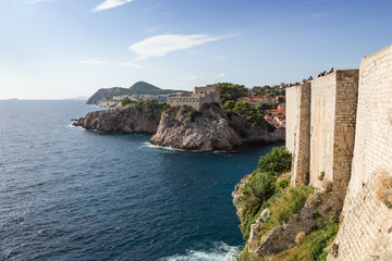 Fototapeta na wymiar Scenic view of Fort Lovrijenac (St. Lawrence Fortress) and exterior of the city walls in Dubrovnik, Croatia.
