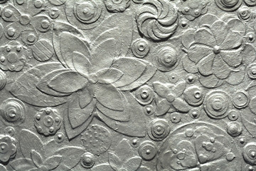 Fototapety  Metal flower plate, made of steel floral background. High resolu