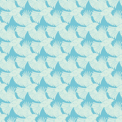 Vector Blue Flying Birds Diagonal Texture Seamless Pattern. Wide