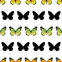 Vector Monarch Butterfly Stripes Seamless Pattern
