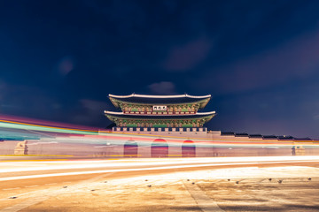 Gyeongbokgung palace gate at night -  Seoul,  Republic of Korea