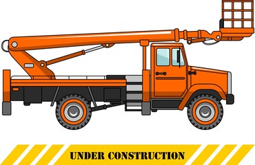 Aerial platform truck. Heavy construction machines.