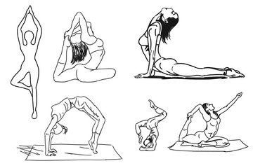 Yoga (the girl performs an exercise - asana)