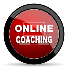 online coaching red circle glossy web icon on white background - set440